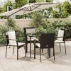 Garden Dining Set with Cushions Black Poly Rattan