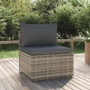 Garden Sofa with Cushion Grey 57x57x56 cm Poly Rattan