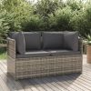 Garden Sofa with Cushion Grey 57x57x56 cm Poly Rattan