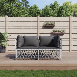 Garden Lounge Set with Cushions Steel
