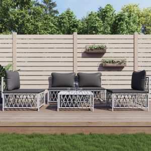 5 Piece Garden Lounge Set with Cushions Steel