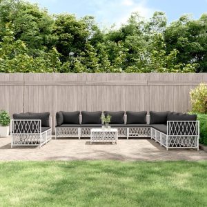 11 Piece Garden Lounge Set with Cushions Steel