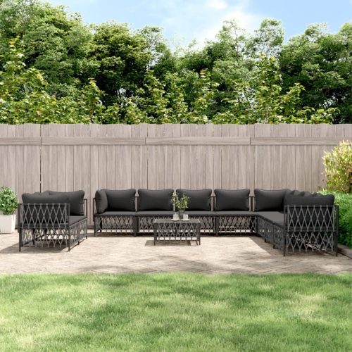 11 Piece Garden Lounge Set with Cushions Steel