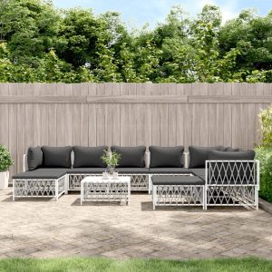 10 Piece Garden Lounge Set with Cushions Steel