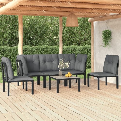 Garden Lounge Set Black and Grey Poly Rattan