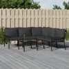 Garden Lounge Set with Grey Cushions Steel