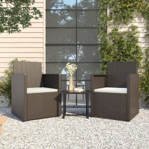 3 Piece Outdoor Sofa Set with Cushions Poly Rattan