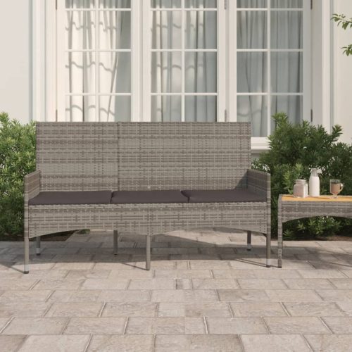 3-Seater Garden Bench with Cushions Poly Rattan