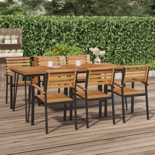 Garden Table with Hairpin Legs Solid Wood Acacia