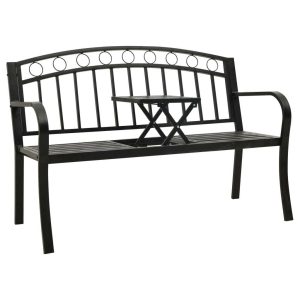 Garden Bench with Table 120 cm Steel