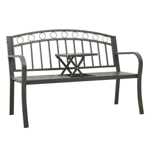 Garden Bench with Table 120 cm Steel