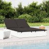2-Person Sunbed with Cushions Poly Rattan