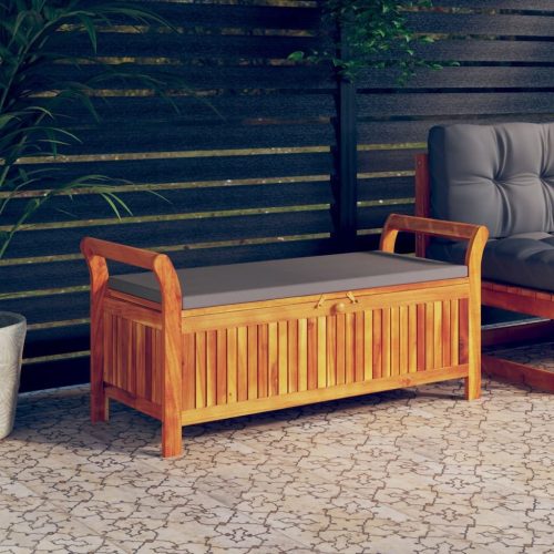 Garden Storage Bench with Cushion Solid Wood Acacia