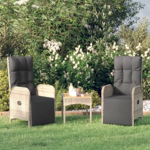 Outdoor Reclining Chairs with Cushions 2 pcs Poly Rattan