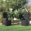 Outdoor Reclining Chairs with Cushions 2 pcs Poly Rattan
