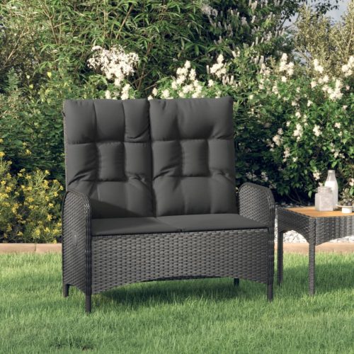 Reclining Garden Bench with Cushions 107 cm Poly Rattan