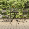 Folding Bistro Chairs Poly Rattan and Steel
