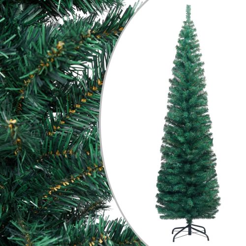 Slim Artificial Christmas Tree with Stand Green PVC