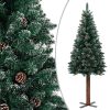 Slim Christmas Tree with Real Wood and Cones Green PVC