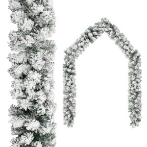 Christmas Garland with Flocked Snow Green PVC