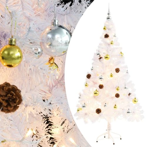 Artificial Christmas Tree with Baubles and LEDs White
