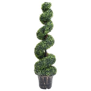 Artificial Boxwood Spiral Plant with Pot Green