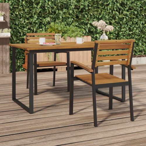 Stackable Garden Chairs Solid Wood Acacia and Metal