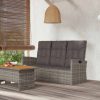 Reclining Garden Bench with Cushions 173 cm Poly rattan