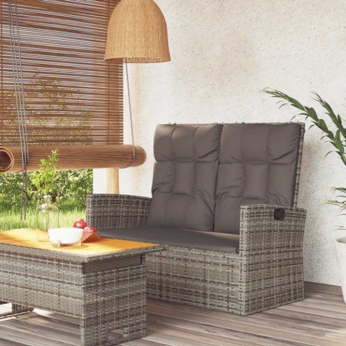 Reclining Garden Bench with Cushions 118 cm Poly rattan