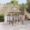 Bar Table with Glass Top Poly Rattan
