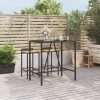 Bar Table with Glass Top Poly Rattan