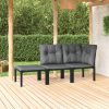 Garden Chair with Cushions Black and Grey Poly Rattan