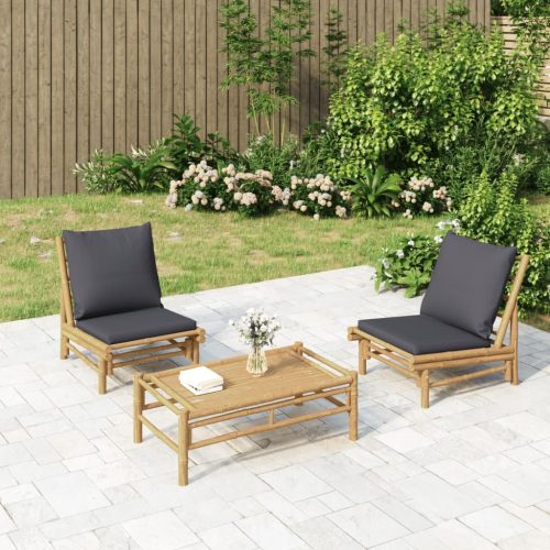 Garden Bench with Cushions Bamboo