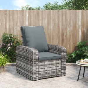 Garden Reclining Chair with Cushions Poly Rattan