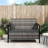 2-Seater Garden Bench with Cushions Poly Rattan