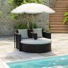 Garden Bed with Parasol Poly Rattan