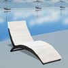Folding Sun Lounger with Cushion Poly Rattan
