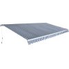Folding Awning Manual-Operated Blue and White