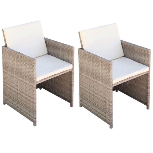 Garden Chairs 2 pcs with Cushions and Pillows Poly Rattan