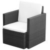 Garden Chair with Cushions and Pillows Poly Rattan