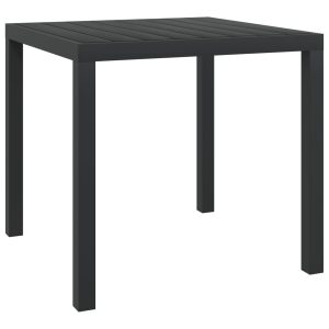 Garden Table Black Aluminium and WPC