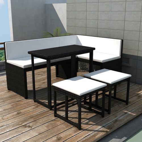 5 Piece Outdoor Dining Set Steel Poly Rattan