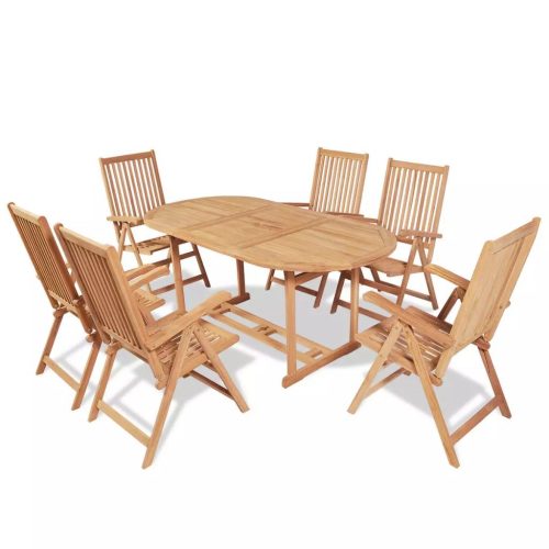 Outdoor Dining Set with Folding Chairs Solid Teak Wood