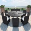 7 Piece Outdoor Dining Set with Cushions Poly Rattan