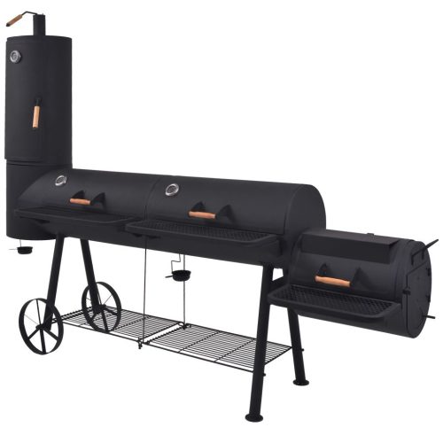 BBQ Charcoal Smoker with Bottom Shelf Black Heavy