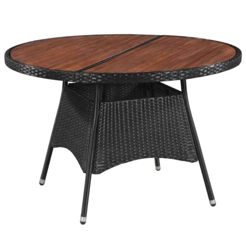 Garden Table 115×74 cm Poly Rattan and Solid Acacia Wood