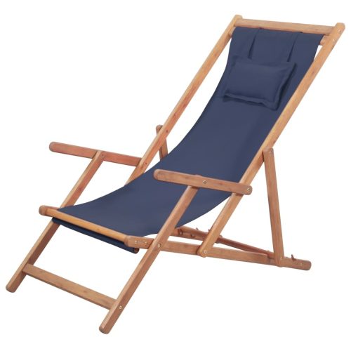 Folding Beach Chair Fabric and Wooden Frame Red