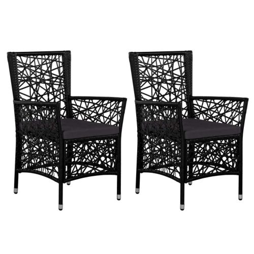 Outdoor Chairs 2 pcs with Cushions Poly Rattan