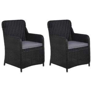 Outdoor Chairs with Cushions 2 pcs Poly Rattan