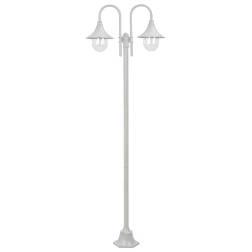 Garden Post Light E27 220 cm Aluminium 2-Lantern